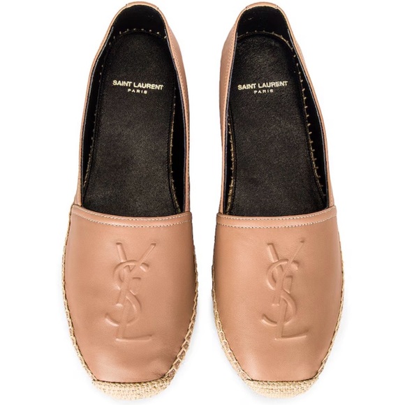 Saint Laurent Shoes - Saint Laurent nude Nappa Vendome Leather Espadrille Slip-Ons